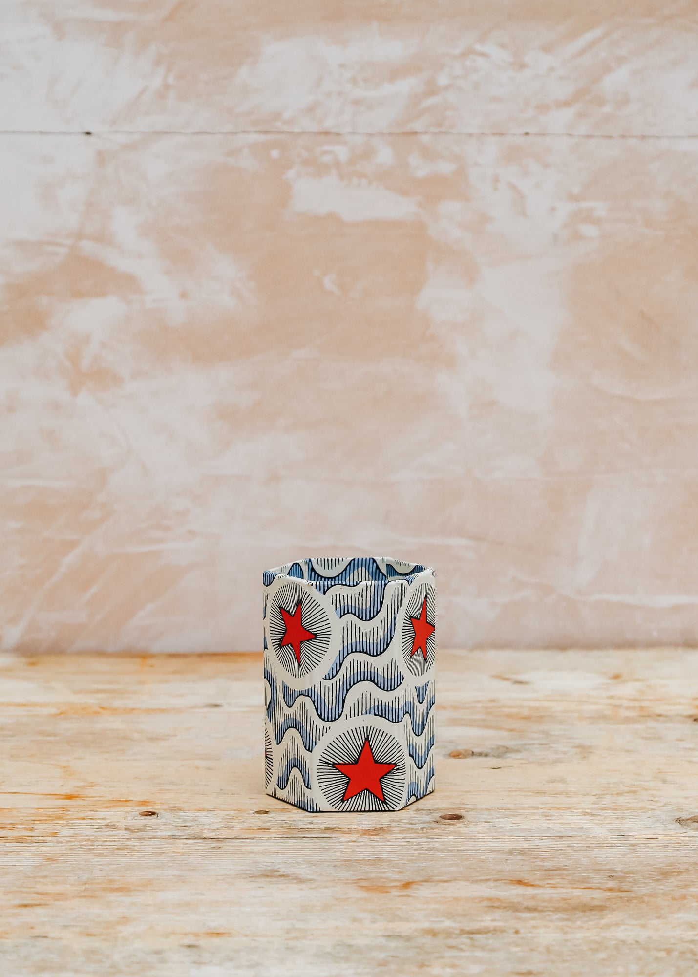 Wooden Spoon Pen Pot in Deep Red Star