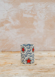 Wooden Spoon Pen Pot in Deep Red Star