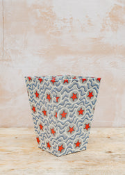 Wooden Spoon Waste Paper Bin in Deep Red Star