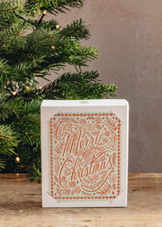 Crimson 'Merry Christmas' Christmas Cards, pack of eight
