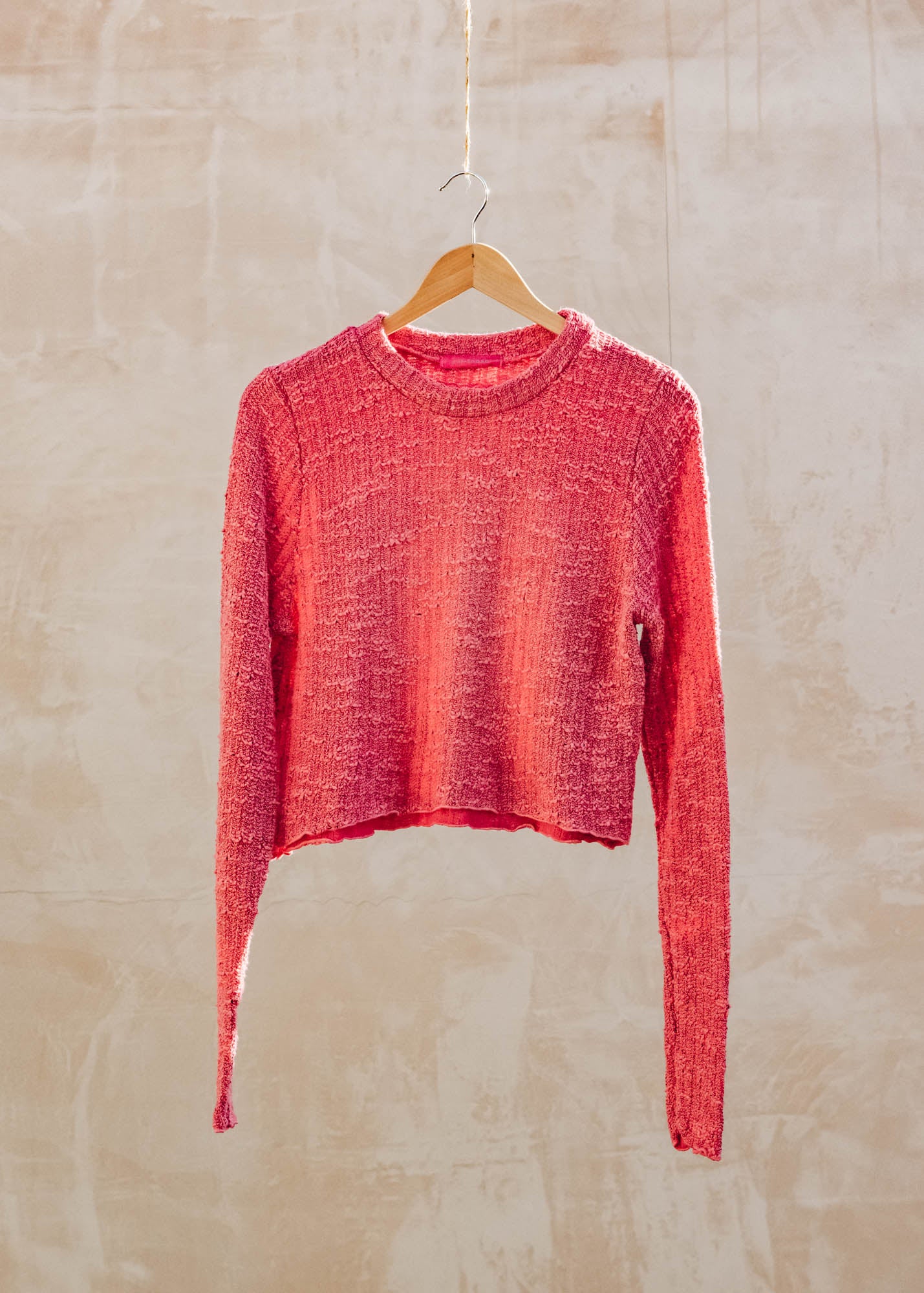 Cut Loose Cropped Curved Sweater in Watermelon