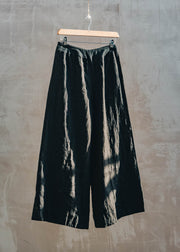Cut Loose Cropped Linen Trousers in Black