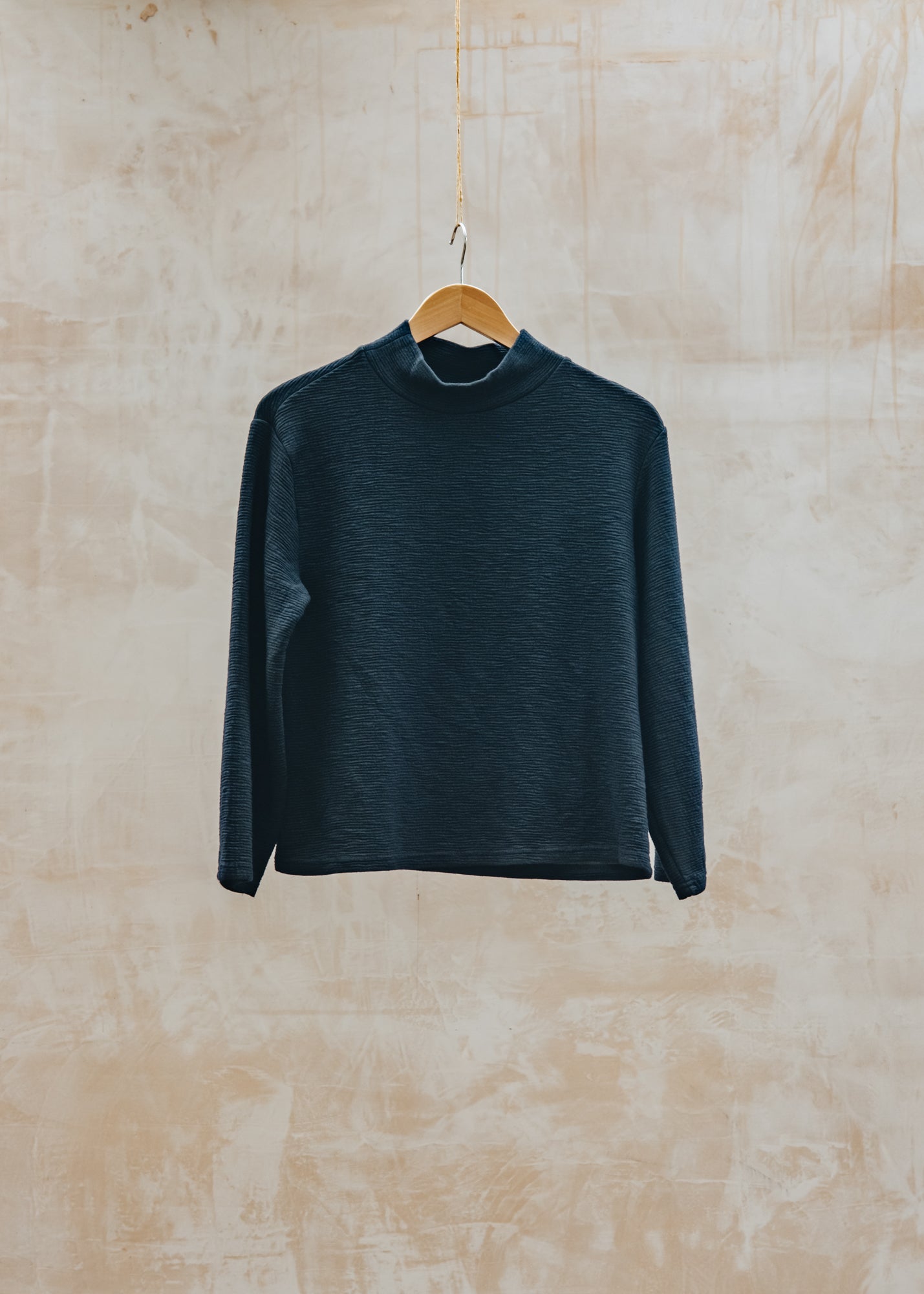 Crimped Mock Neck Top in Etan