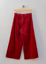 Cut Loose Cropped Wide Leg Zipped Corduroy Pants in Maraschino