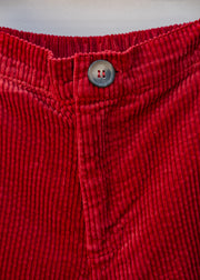 Cut Loose Cropped Wide Leg Zipped Corduroy Pants in Maraschino