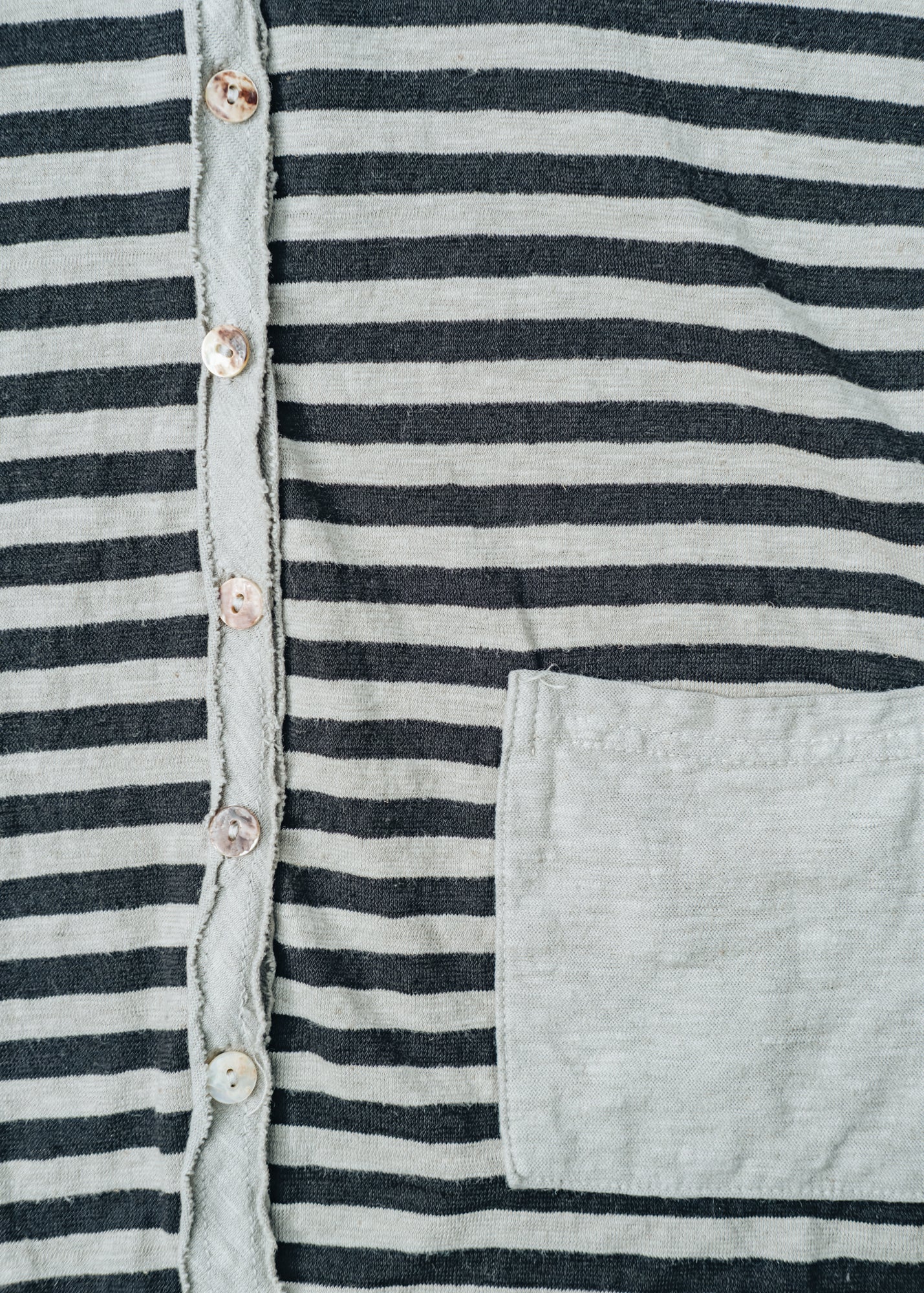 Cut Loose Cropped Pocket Cardigan in Black Stripe and Lentil