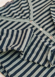 Cut Loose Cropped Pocket Cardigan in Black Stripe and Kelp