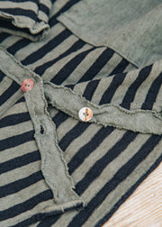 Cut Loose Cropped Pocket Cardigan in Black Stripe and Kelp
