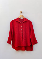 Cut Loose Fall Parachute Cropped Easy Shirt in Maraschino