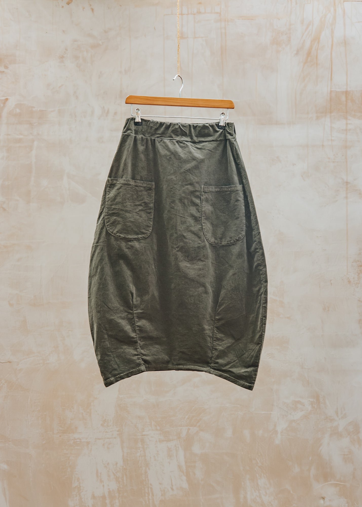 Lantern Pocket Mini Cord Skirt in Kelp