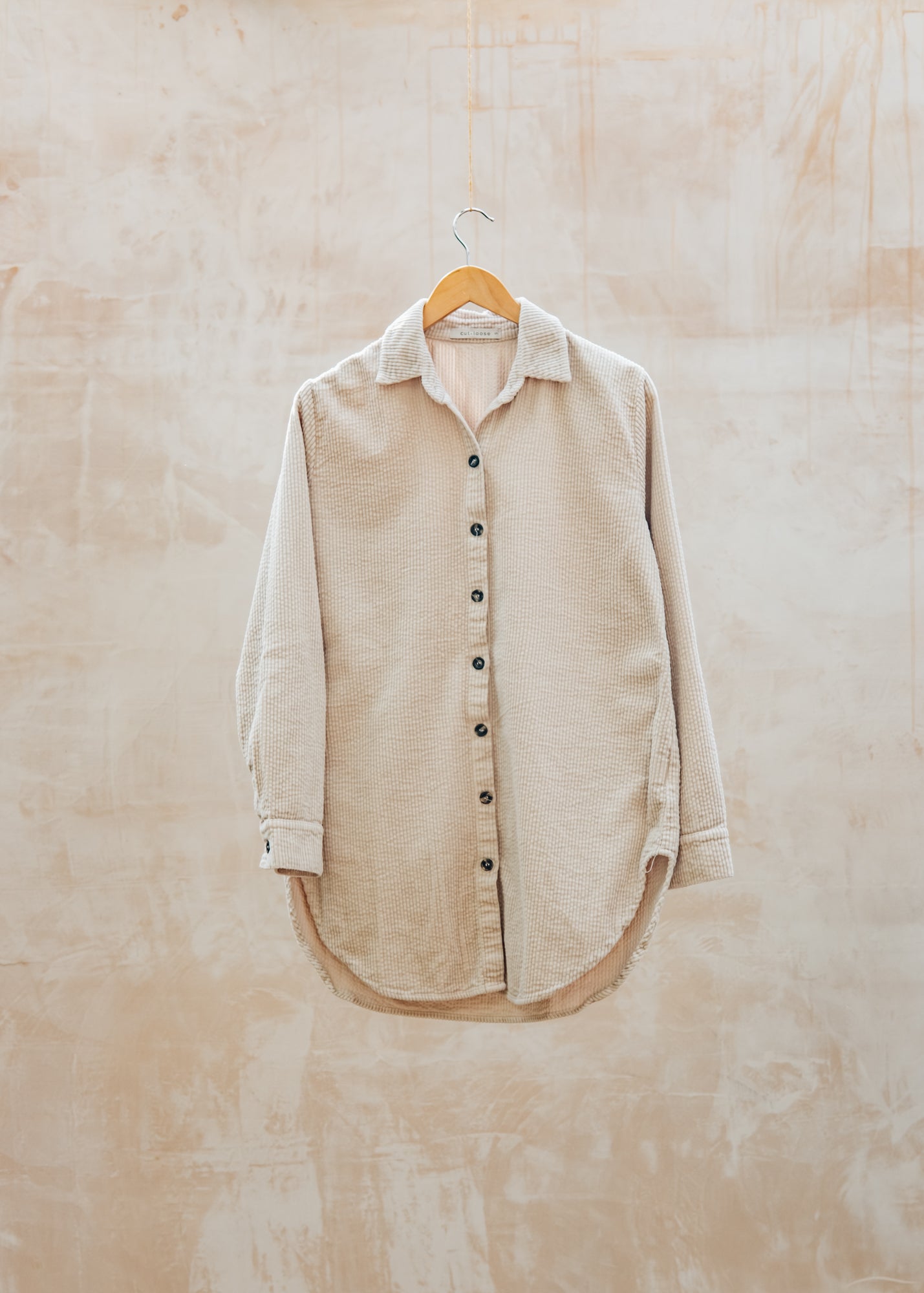 Cut Loose Lux Cord A-Line Shirt in Moonbeam