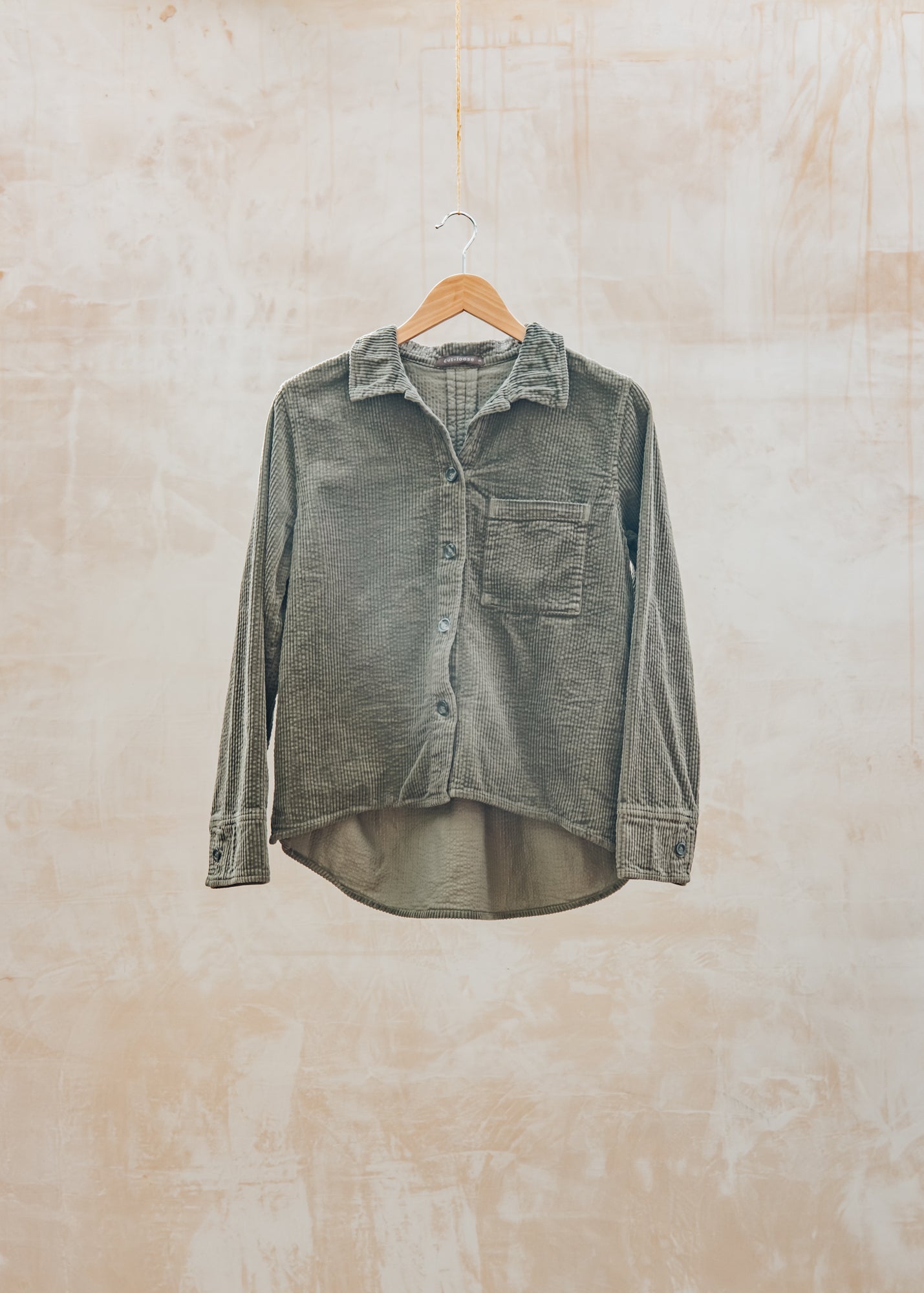 Lux Cord Crop Jacket in Kelp