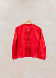 Mini Cord Barrel Sleeve Jacket in Cherry