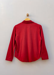 Cut Loose Mini Cord Collared Shirt in Maraschino