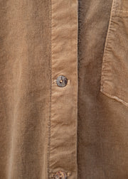 Cut Loose Mini Cord Collared Shirt in Suede