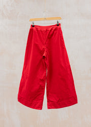 Cut Loose Mini Cord Cropped Trousers with Pockets in Cherry