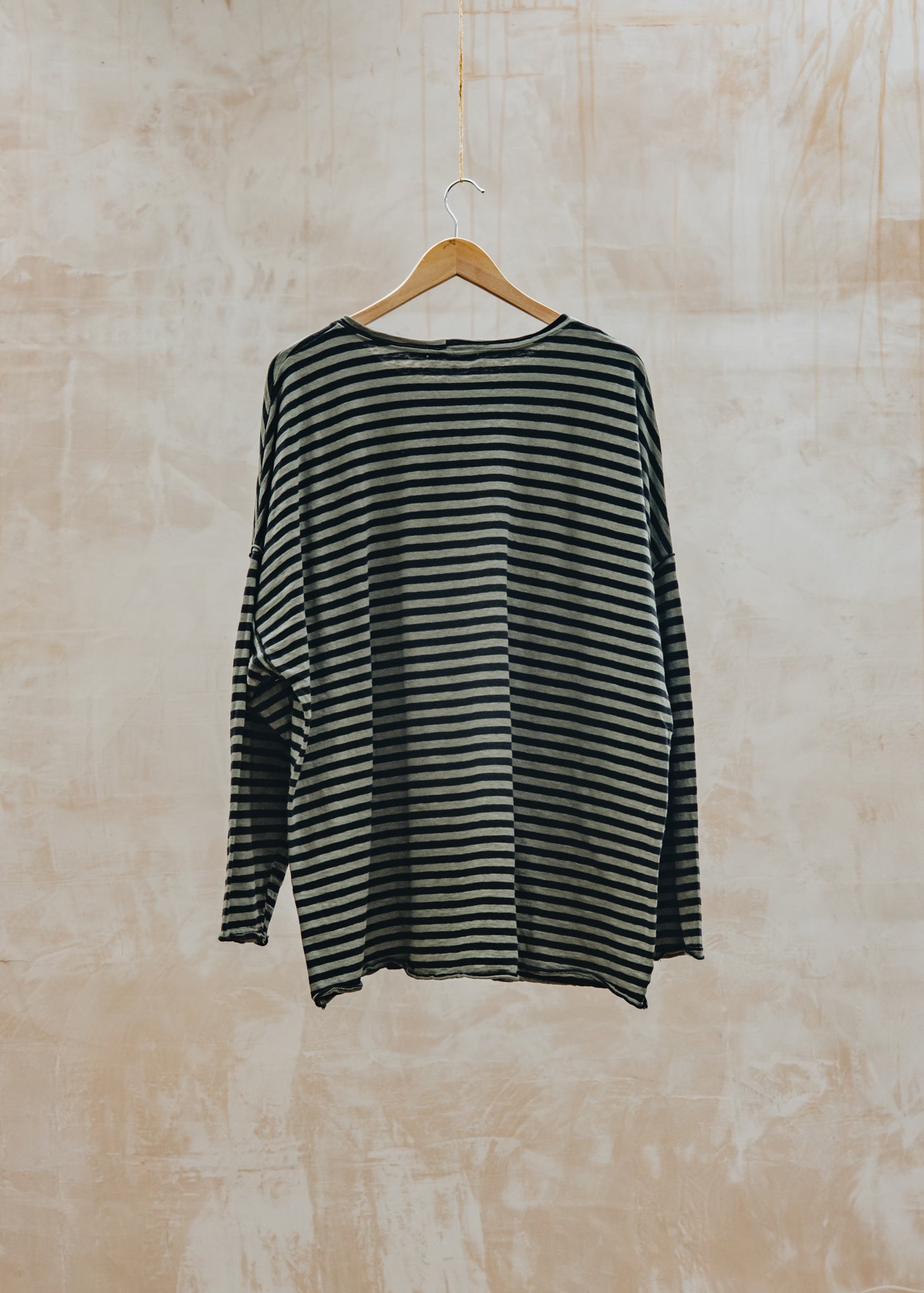 Cut Loose Oversized T-Shirt in Black Stripe and Kelp