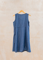 Cut Loose Patch Pocket Dress in Flax Denim Laundered