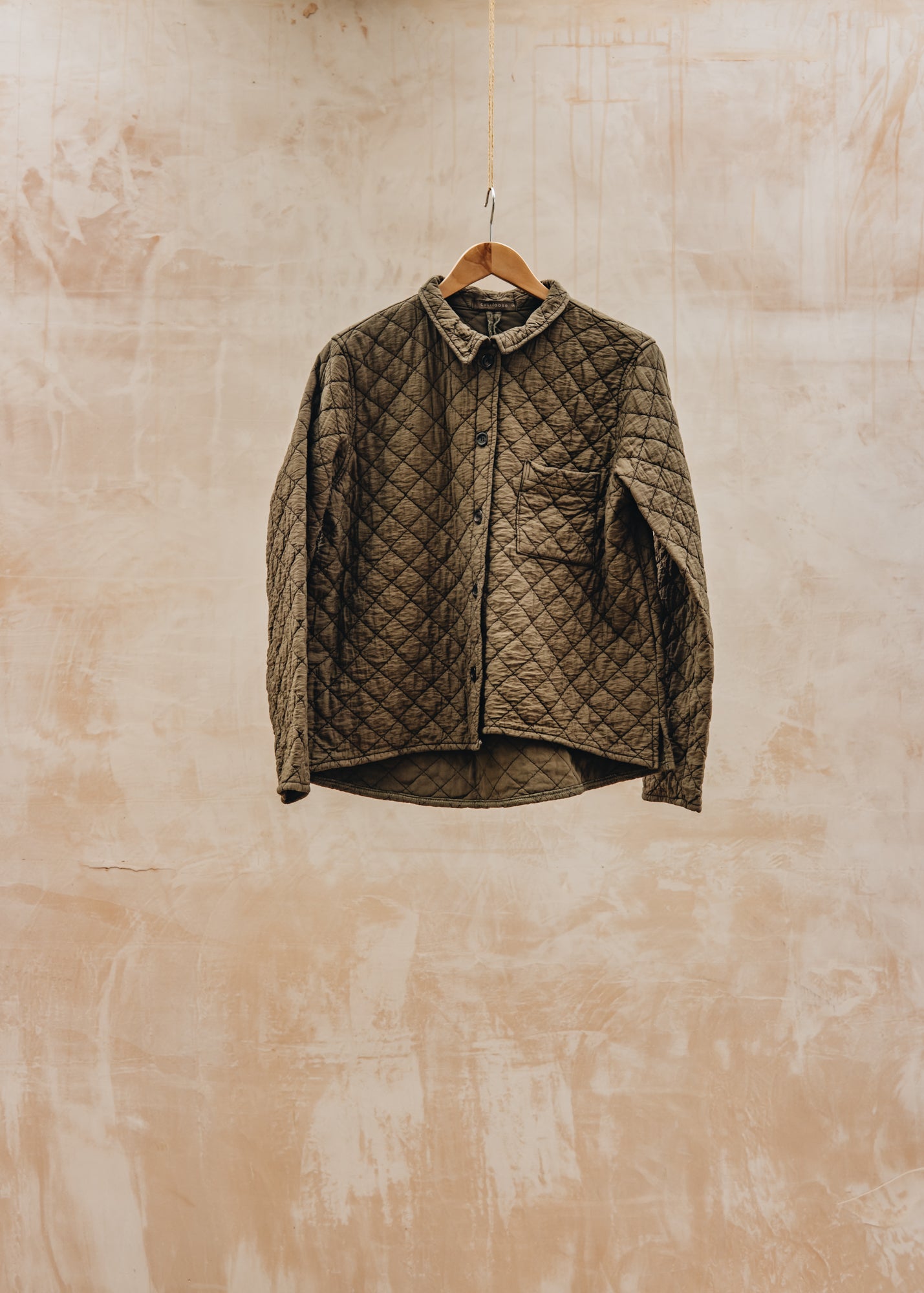 Cut Loose Quilted Parachute Crop Jacket in Kelp