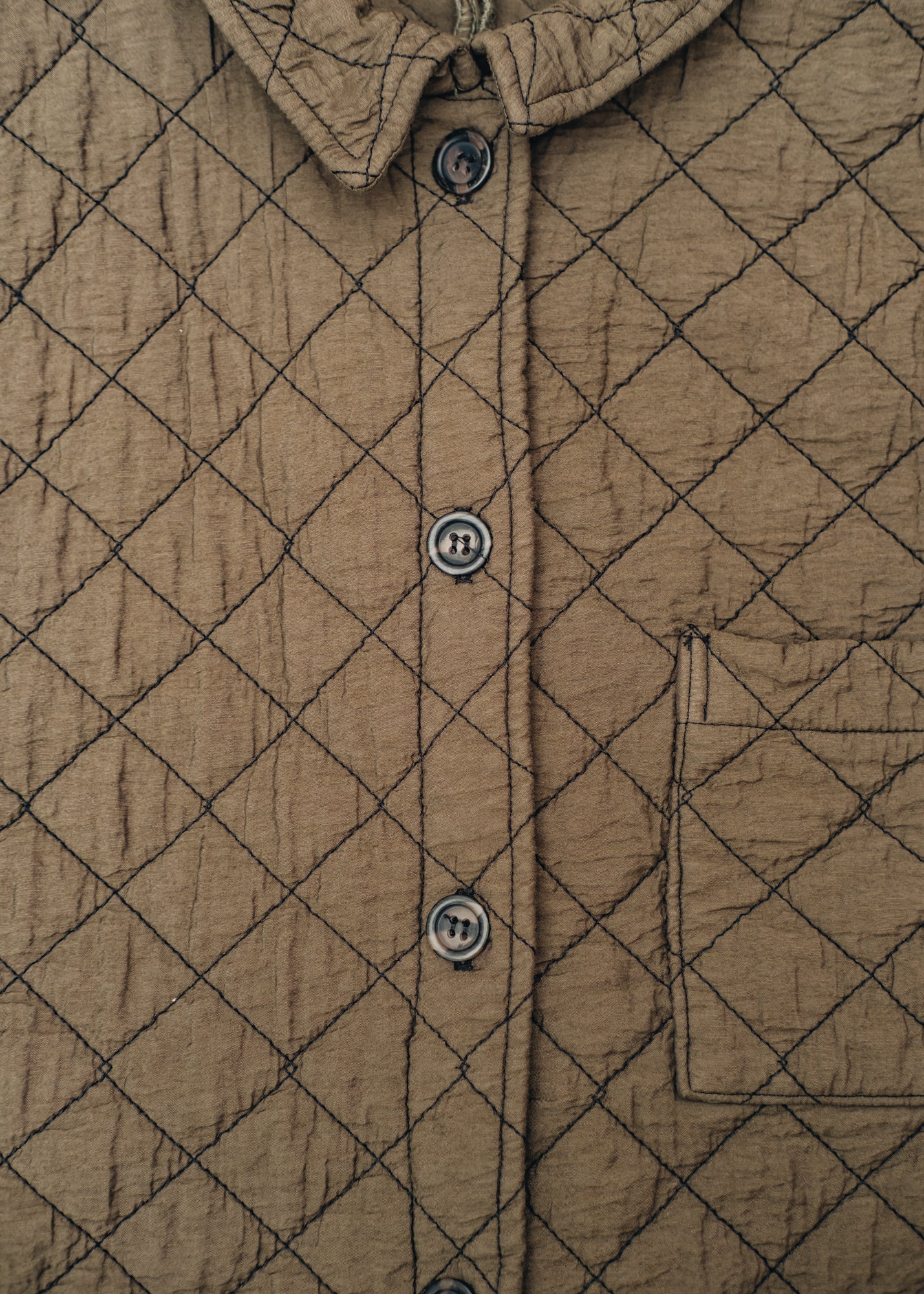 Cut Loose Quilted Parachute Crop Jacket in Kelp