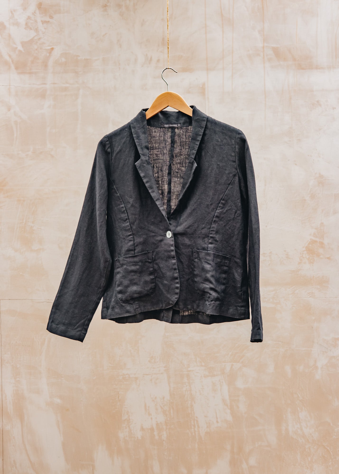 Solid Linen Blazer in Lights Out