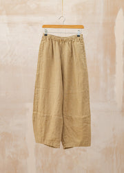Solid Linen Lantern Trousers in Bark