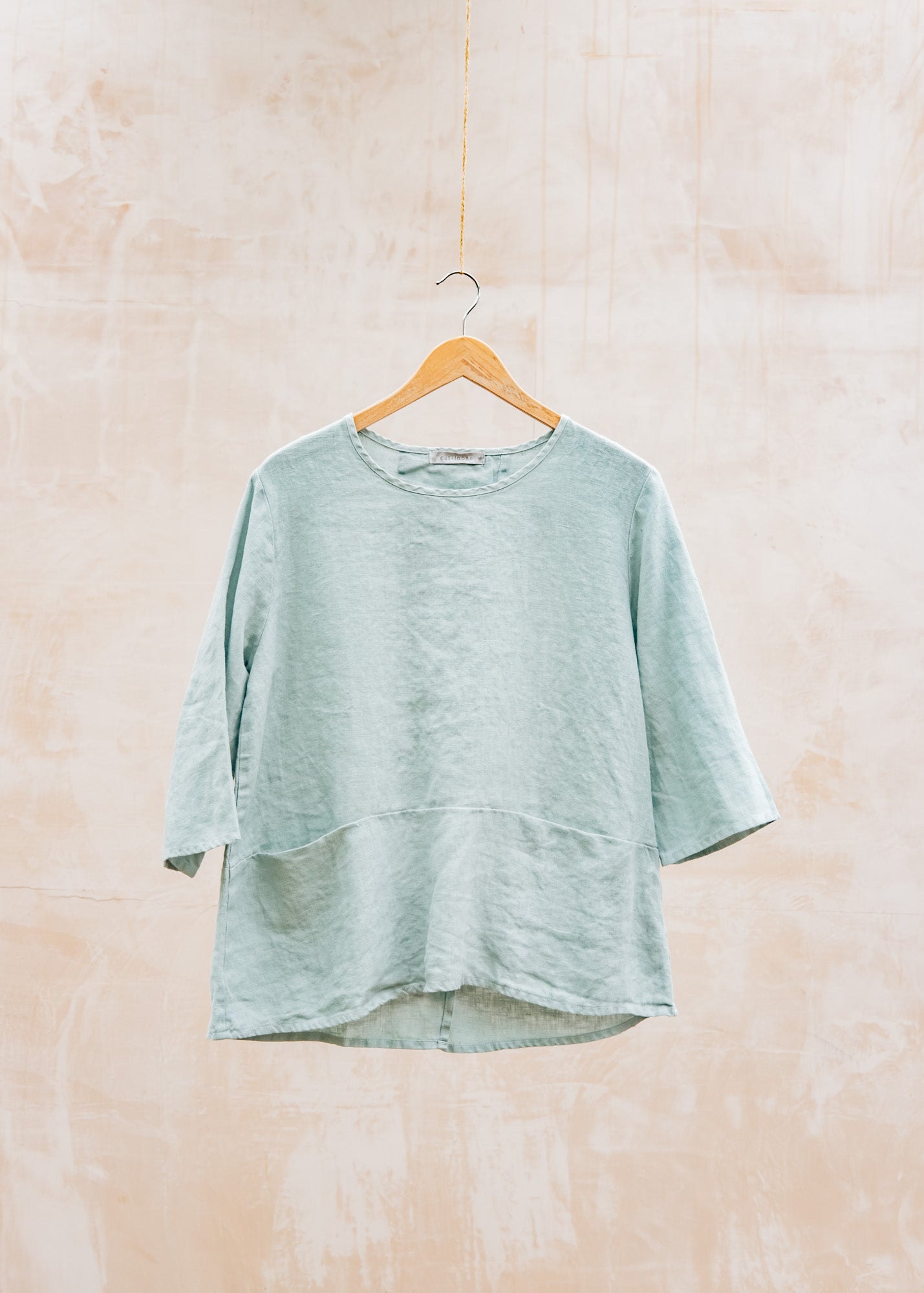 Solid Linen Pullover with Pocket in Moonlight