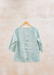 Cut Loose Solid Linen Pullover with Pocket in Moonlight