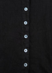 Cut Loose Solid Linen Vest in Black