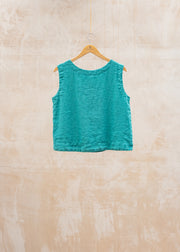Cut Loose Solid Linen Vest in Riviera