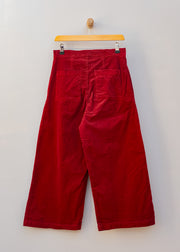 Cut Loose Straight Cropped Mini Cord Trousers in Maraschino