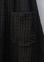 Cut Loose Textured Stripe Lantern Skirt with Pockets in Black