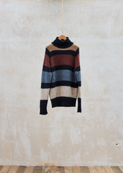 sandraalexandra Doppiaa Thick Striped Baby Alpaca & Wool Roll Neck - L