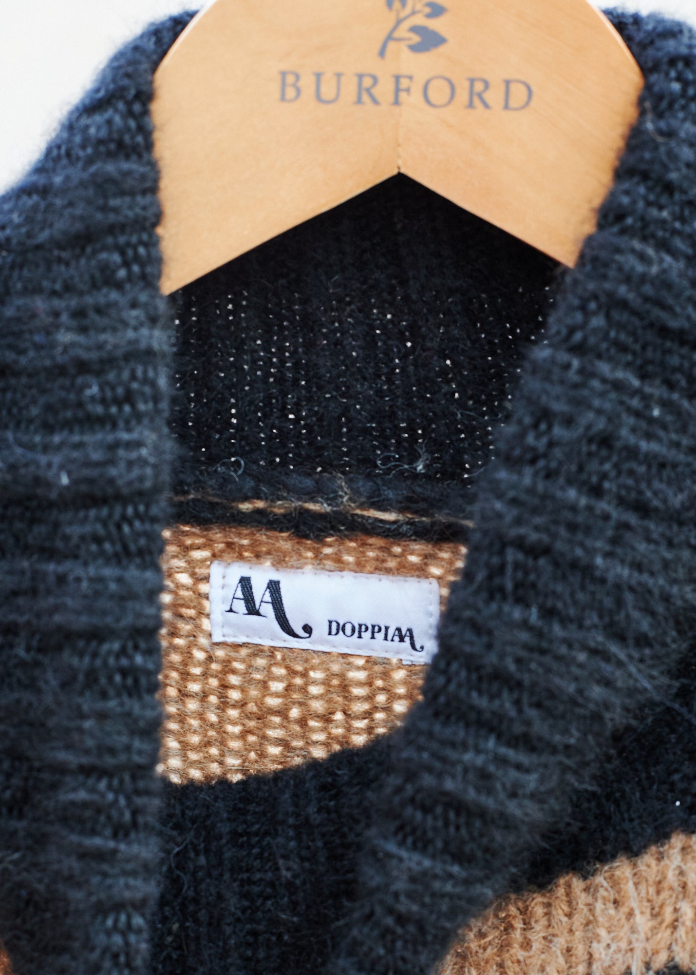 Kenny Ryder Doppiaa Thick Striped Baby Alpaca & Wool Roll Neck - L