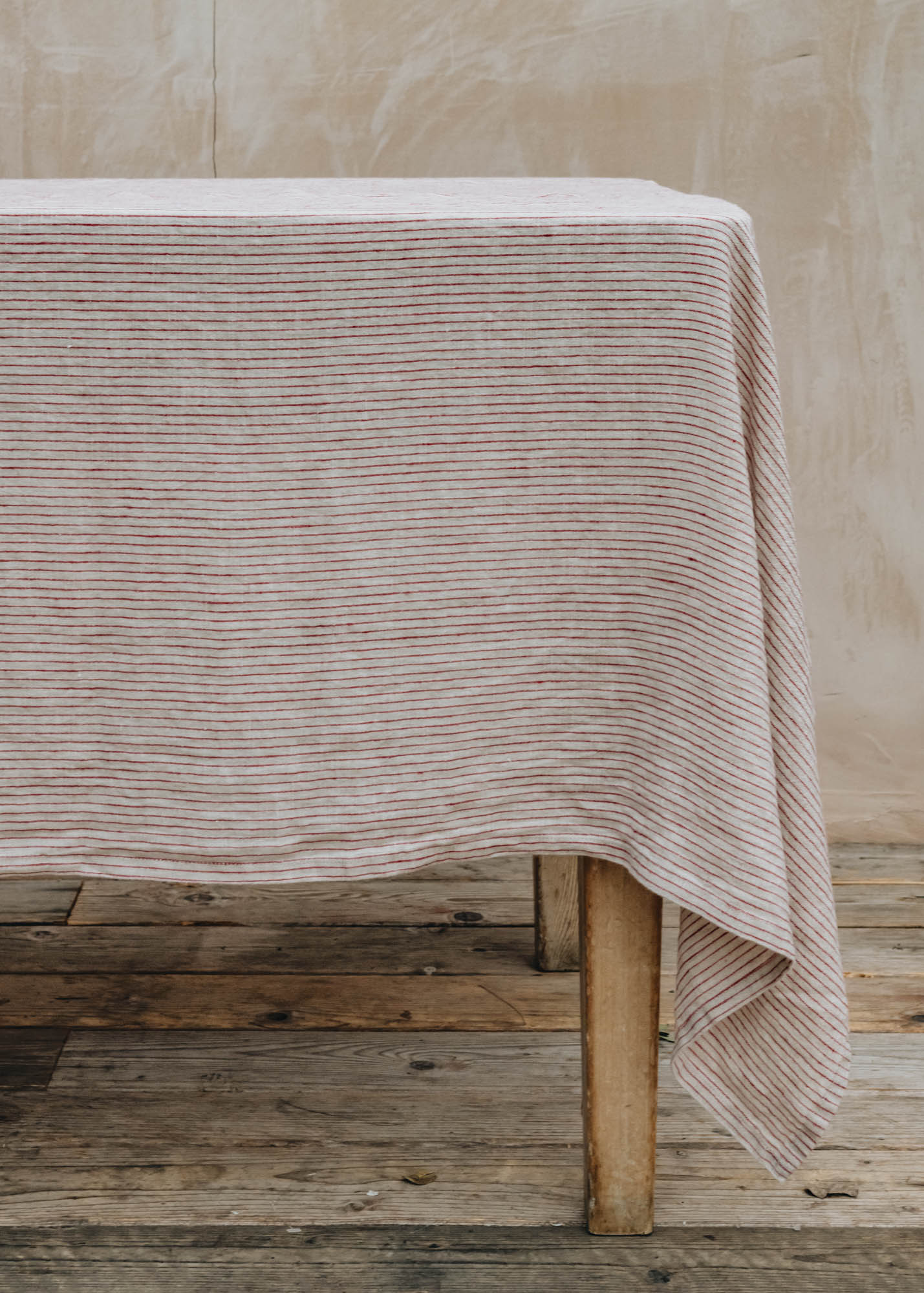 Linus Striped Tablecloth in True Red and Natural