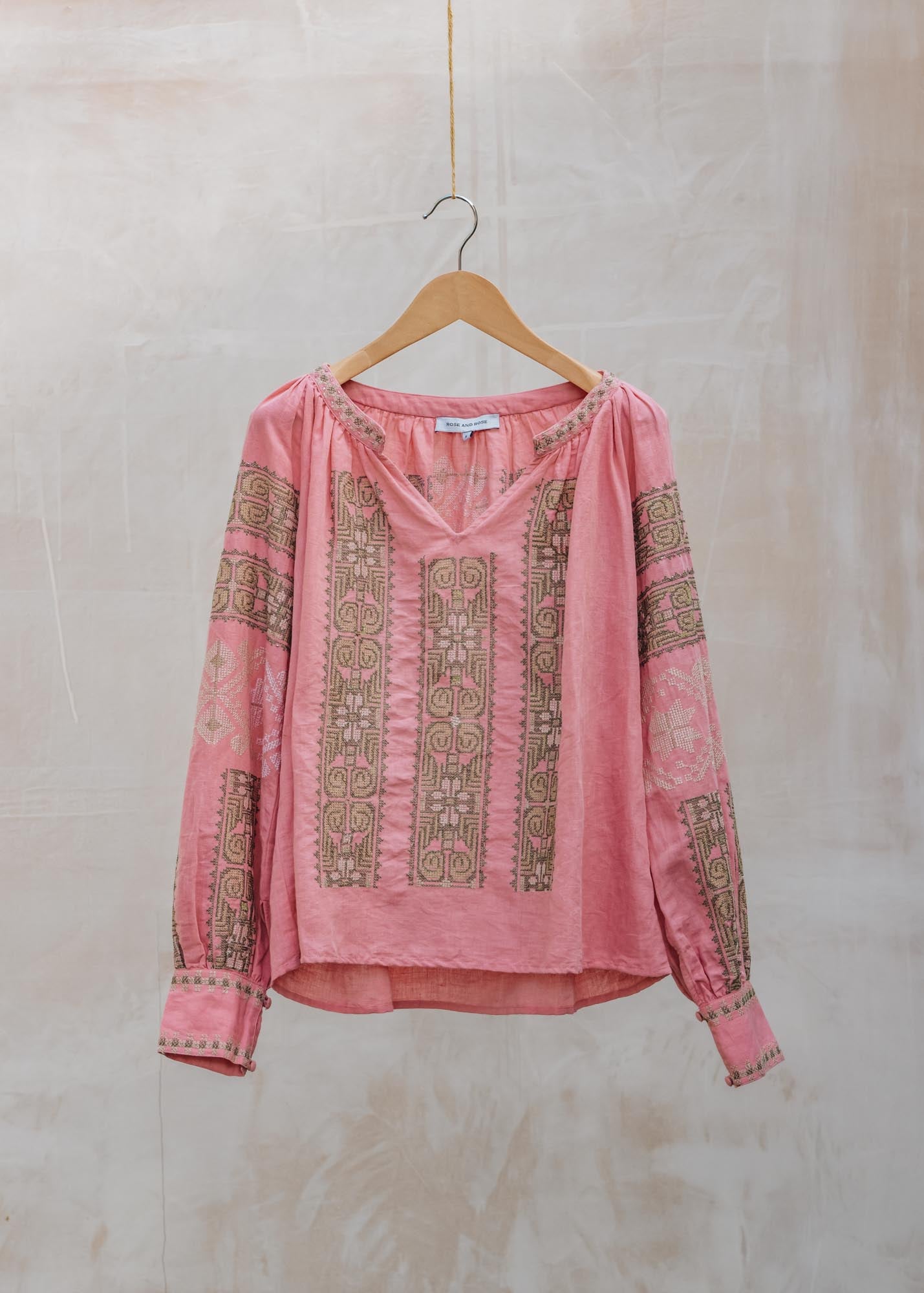Rose & Rose Ekland Beads Top in Pink Berry and Olive