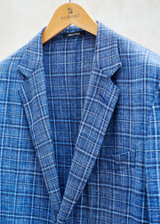 Dunhill Blue Checked Wool Unstructured Blazer