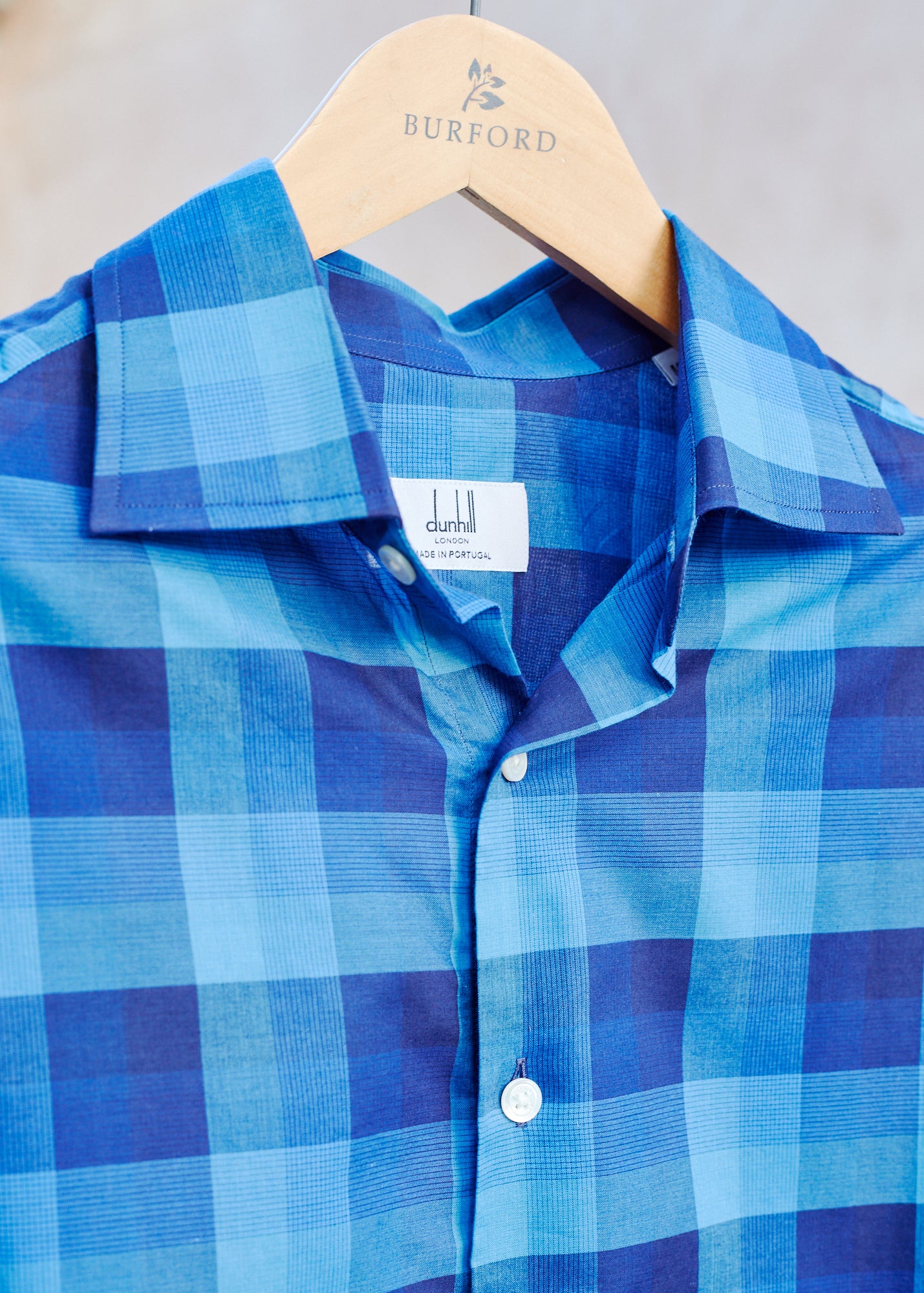 Kenny Ryder Dunhill Fine Cotton Blue Checked Shirt - M