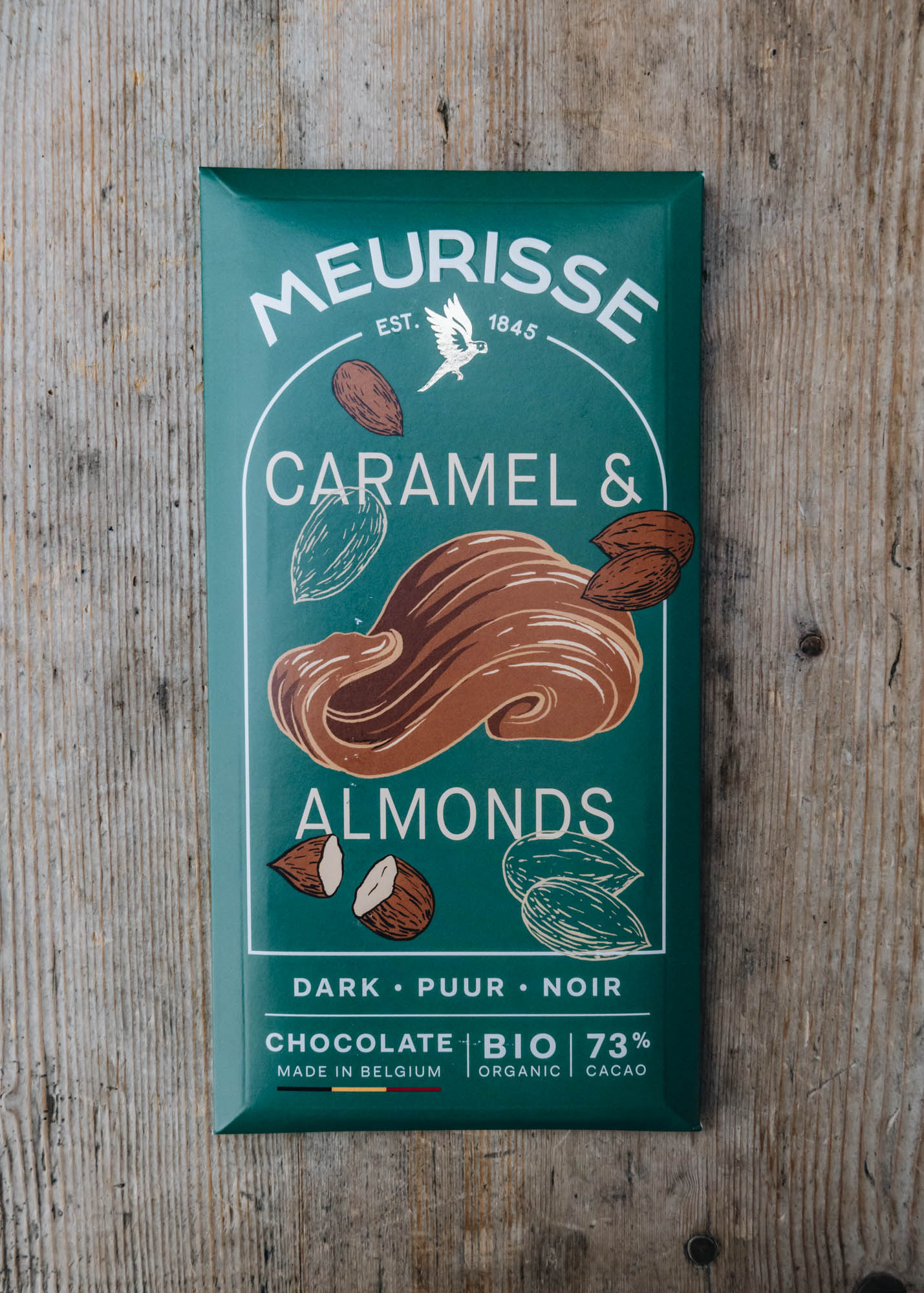 Meurisse Dark Chocolate Bar with Caramel and Almonds