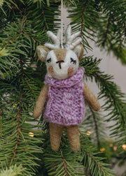 AfroArt Deer with a Pink Vest Ornament