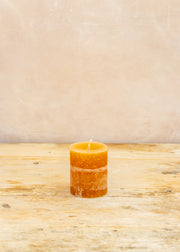 Branche D'Olive Cylinder Pillar Candle in Camel, 7x10cm