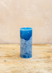 Branche D'Olive Cylinder Pillar Candle in Provence Blue, 8.6x20cm