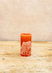 Branche D'Olive Cylinder Pillar Candle in Terracotta, 7x15cm