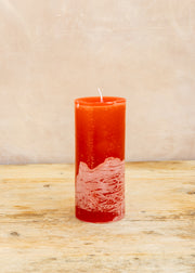 Branche D'Olive Cylinder Pillar Candle in Terracotta, 8.6x20cm