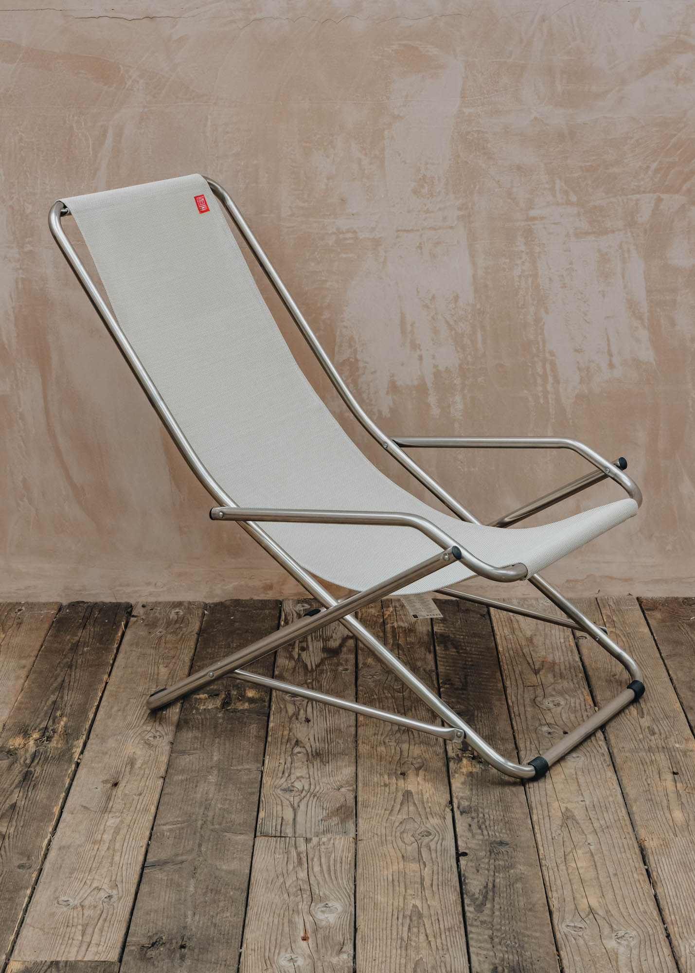 Fiam Spa Dondolina Oscillating Aluminium Chair in White and Beige