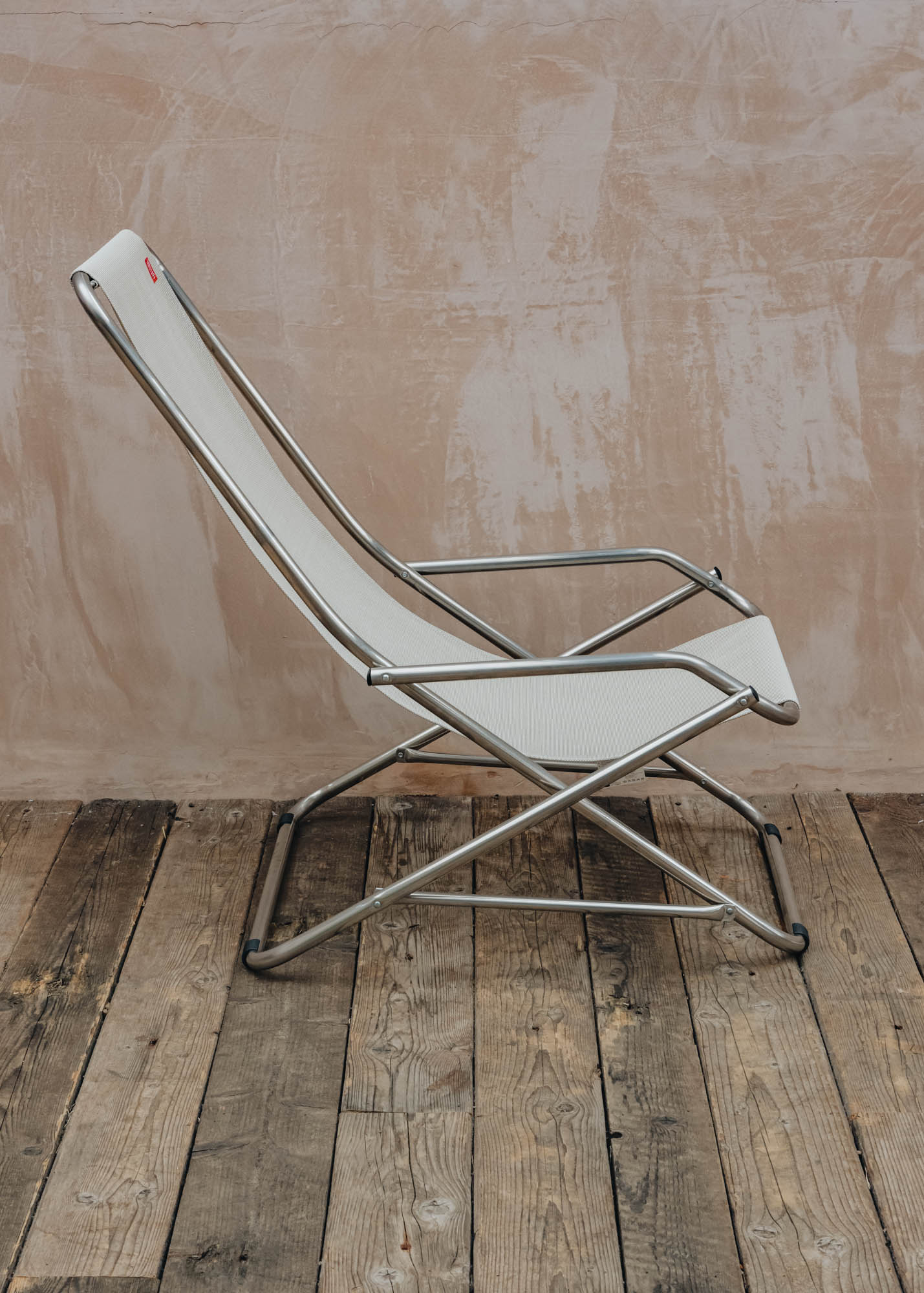 Fiam Spa Dondolina Oscillating Aluminium Chair in White and Beige