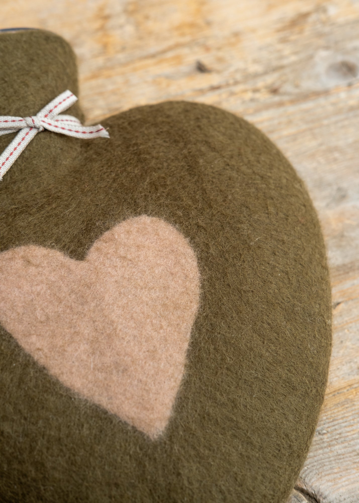 Dorothee Lehnen Heart Hot Water Bottle in Green Earth/Dusty Rose