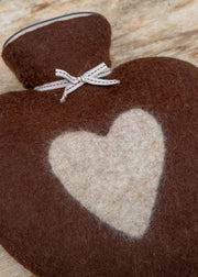 Dorothee Lehnen Heart Hot Water Bottle in Potting Soil and Beige