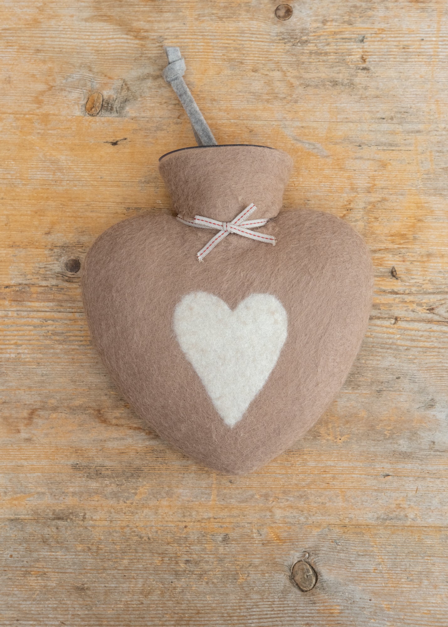 Heart Hot Water Bottle in White Dune