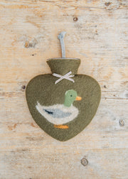 Dorothee Lehnen Mallard Hot Water Bottle in Green Earth